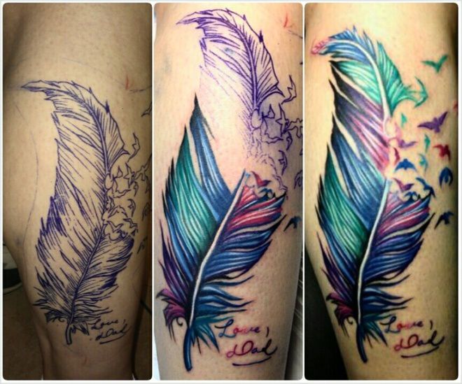 paukščių plunksnų tatuiruotes