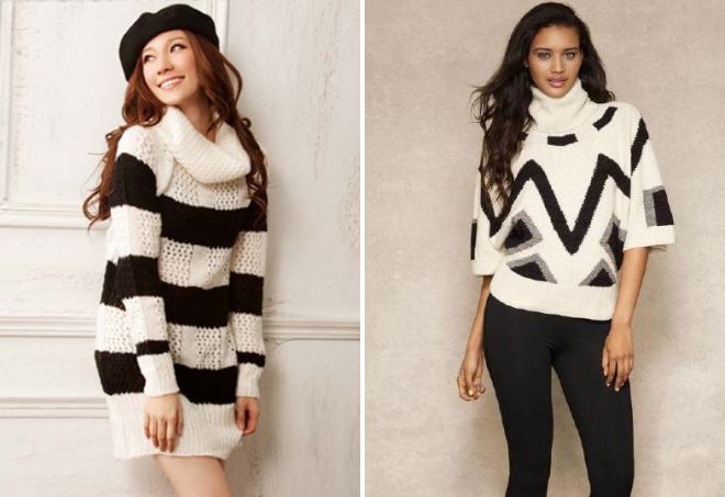 juodos ir baltos spalvos megztinis
