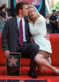 Patrick Swayze con sua moglie sulla Walk of Fame