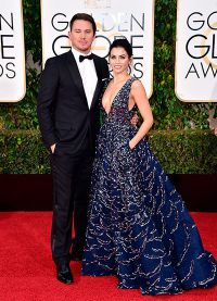 Channing Tatum con sua moglie sul tappeto rosso del Golden Globes-2016 Award
