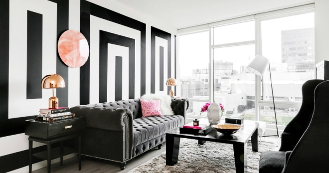 Interjero juodos ir baltos spalvos tapetai - stilingas šiuolaikinio interjero akcentas