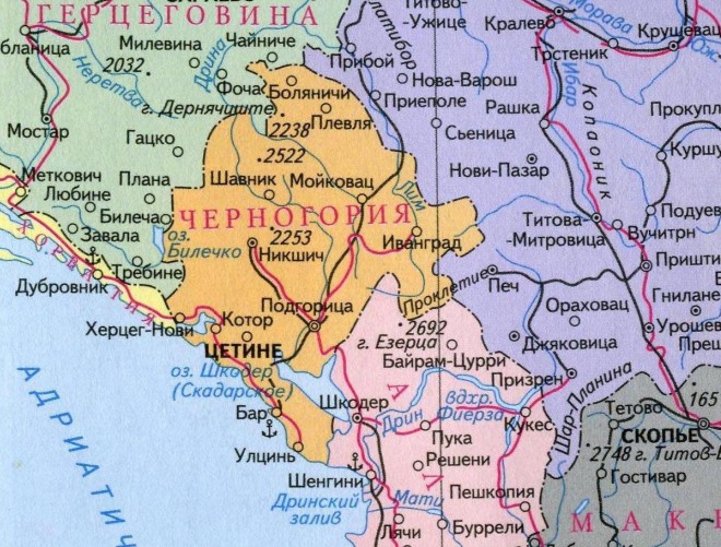 Juodkalnija žemėlapyje