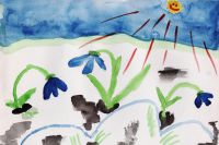 lukisan kanak-kanak pada tema musim bunga 6