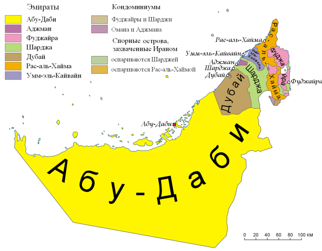 アラブ首長国連邦エミレーツの地図