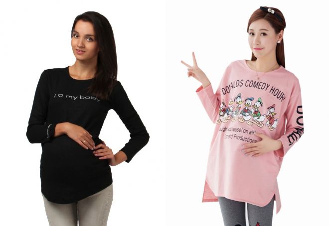 stilingi marškinėliai nėščioms moterims