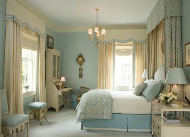Beige Blue Bedroom