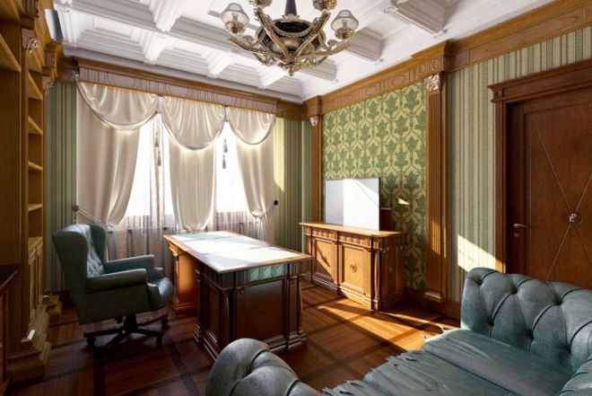 Interior kabinet dalam gaya klasik