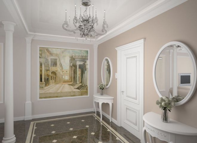 Interior lorong dalam gaya klasik