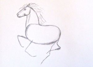 cara menggambar kuda dalam langkah pensel dengan langkah 8