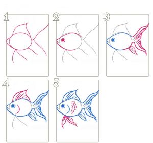 cara menggambar ikan emas 1