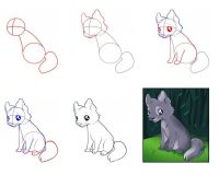 cara menggambar serigala 2