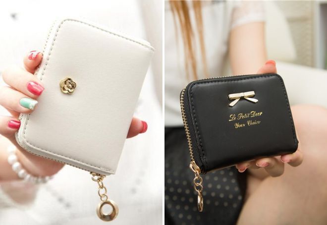 dompet kulit wanita kecil dengan poket