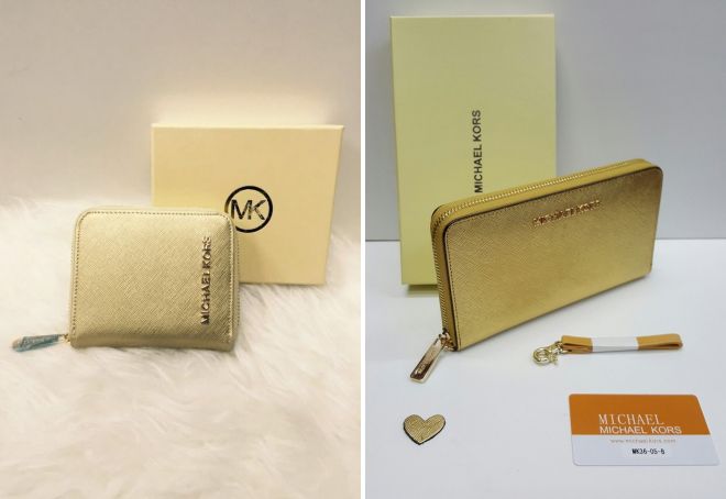 dompet kulit wanita dengan warna emas