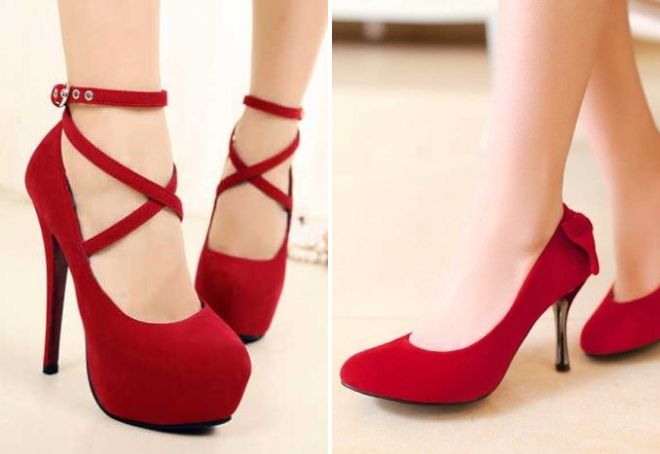 kasut merah suede
