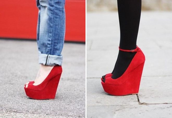 kasut platform merah