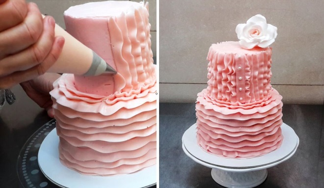Cara menghias kek dengan krim 13