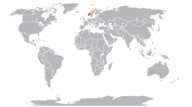 ノルウェーの世界地図