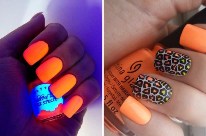 manicure orange neon 2017