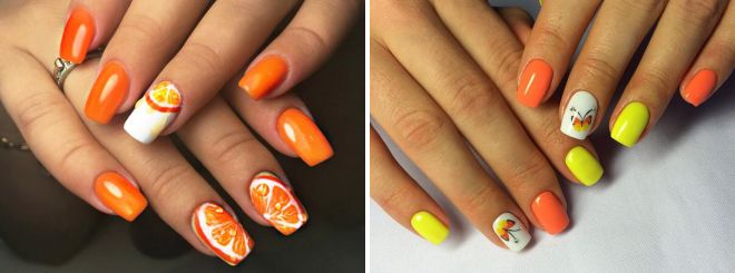 manicure nei colori arancio 2017