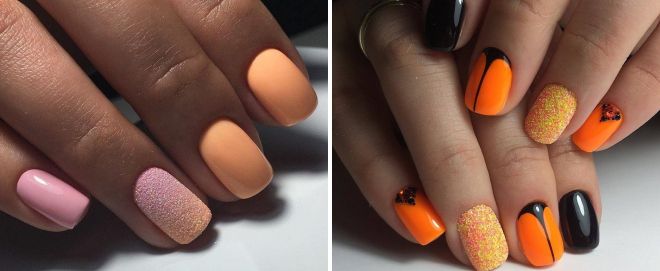 manicure con vernice arancione 2017