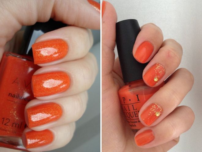 manicure arancione con scintillii 2017