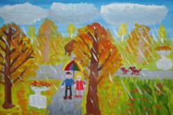 vaiko rudens kraštovaizdžio piešinys
