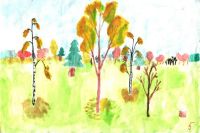 vaiko rudens peizažo piešinys 7