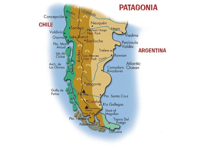 Patagonija žemėlapyje