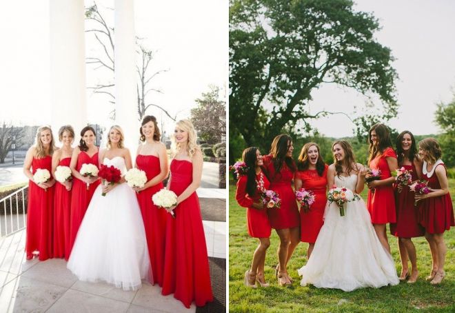 gaun pengantin merah untuk pengiring pengantin