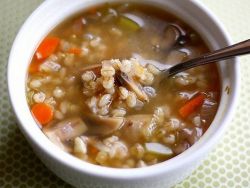 resipi sup cendawan dengan barley mutiara