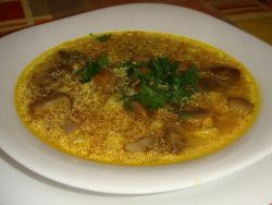sup cendawan dengan champignons dan barley mutiara
