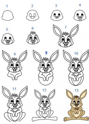 4 рисунок зайца для детей