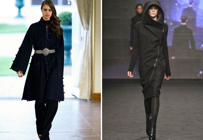 стильное женское черное пальто