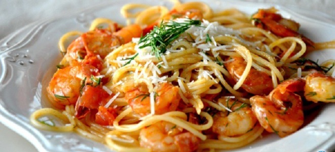 Spaghetti con gamberetti