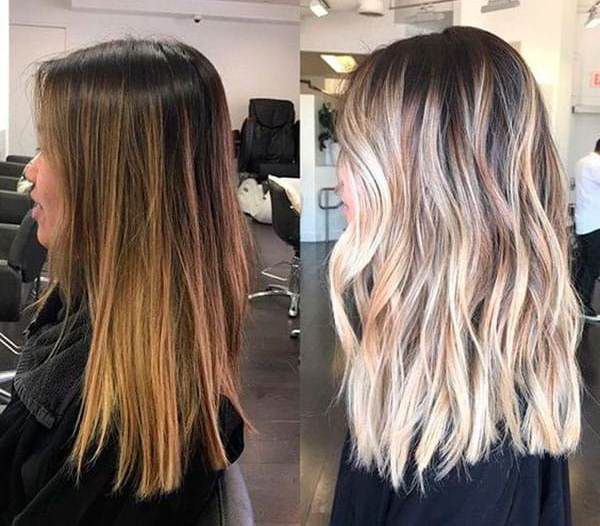 mencerahkan rambut sebelum dan selepas gambar