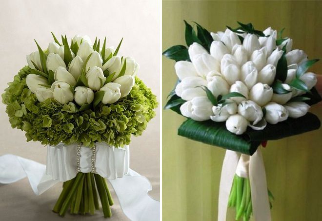 букет из белых тюльпанов на свадьбу