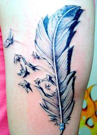 Tatuiruotės plunksna su paukščiais 2