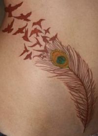 Tatuiruotės plunksna su paukščiais 3