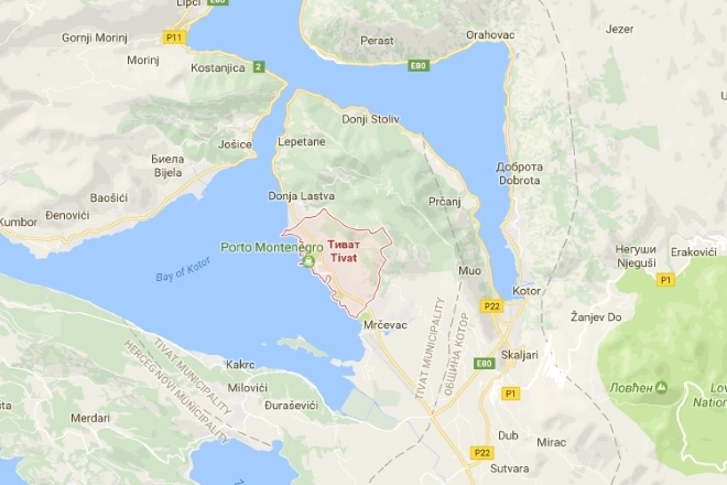 Tivat pada peta