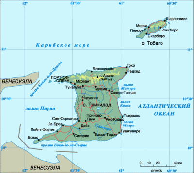 Trinidad dan Tobago pada peta